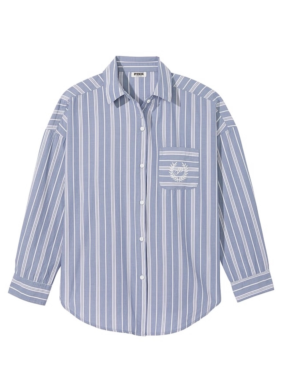 Striped Button-Front Shirt - Blue - Picture 3 of 8